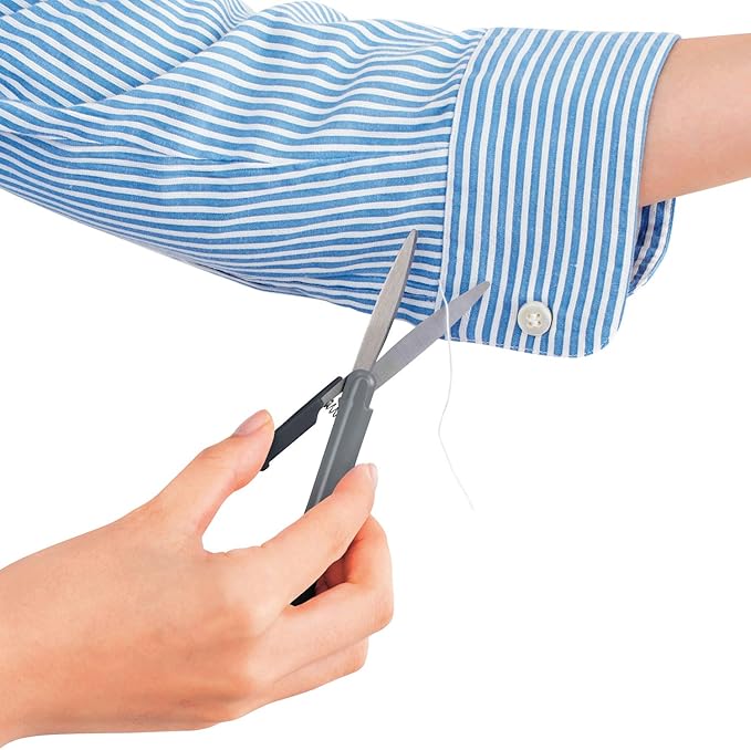 Plus Pen Style Non-Stick Compact TSA Twiggy Scissors with Cover, Charcoal