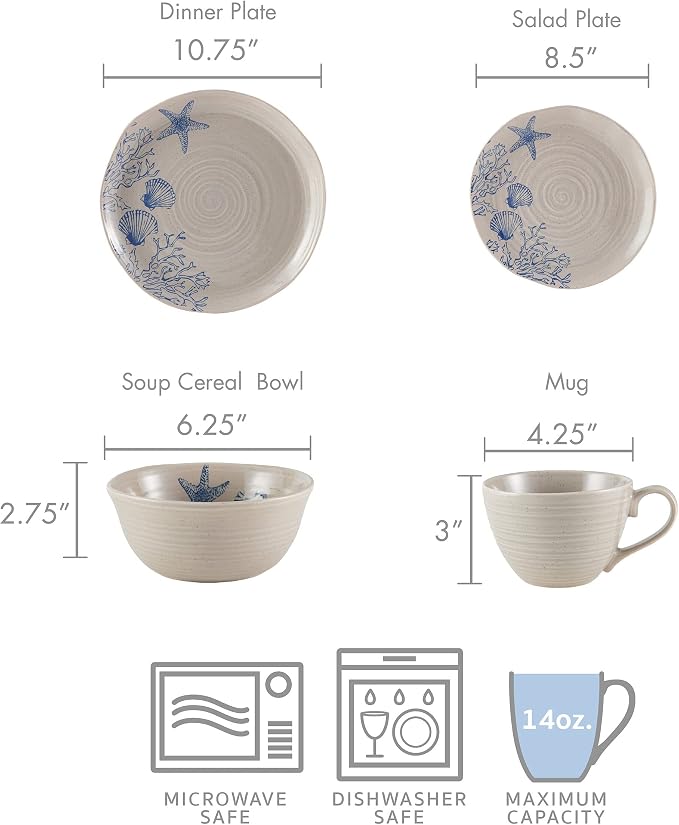 Pfaltzgraff Southport 16 Piece Dinnerware Set, Service For 4, Cream