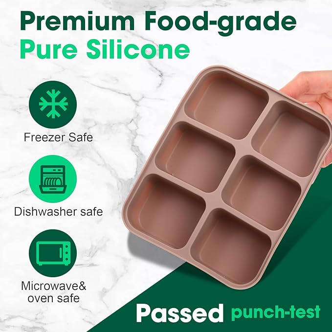 Mimorou 3 Pack Baby Food Freezer Tray with Lids 2.8 oz x 12 Cups Silicone Baby Food Storage Container Ice Cube Freezer Molds for Homemade Vegetable Fruit Purees Snack(6 Cups,White, Yellow, Brown)