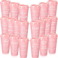 Skylety 20 Pack Bulk Christian Gifts for Men Women 16oz Reusable Bible Verse Tumbler Plastic Coffee Cup with Lid Inspirational Religious Church Gift for Teacher Graduation Party Favor (Pink)