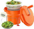 Commercial Salad Spinner - 6 Gallon Salad with Stand Dryer w/Silicone Anti-slip Mat & Draining Hose, 24Qt Manual Salad Spinner for up to 7 Heads of Lettuce Spinner Large for Catering