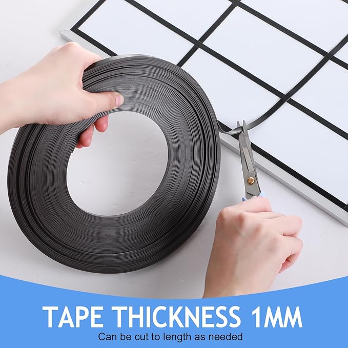 Tellegloww Black Magnetic Tape Roll Thin Strips, Magnetic Board Dividers Whiteboard Graphic Decorative Tape Marking Line for Classroom Office Art Accessories(1/4 in X 40 ft,1 Pcs)