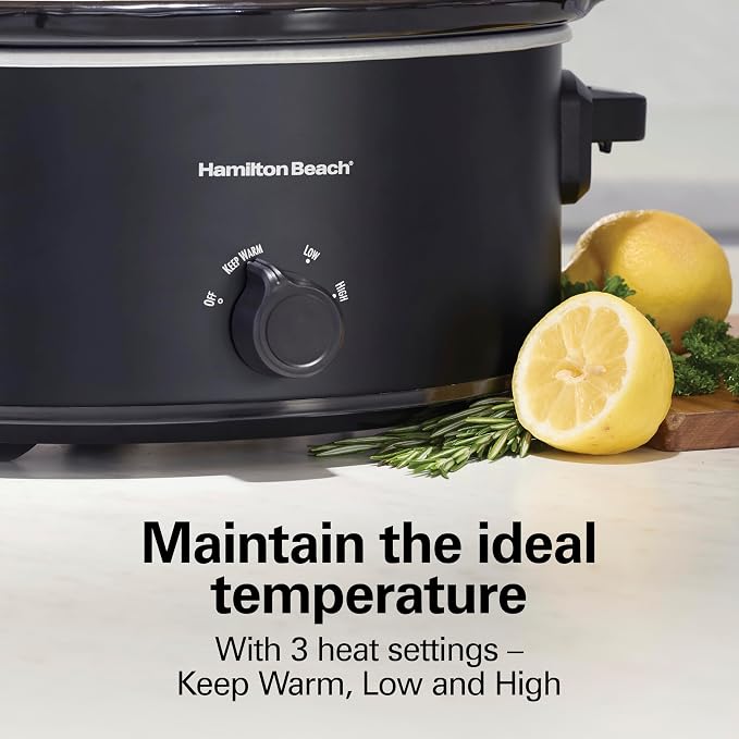 Hamilton Beach Double Dish Slow Cooker with 6qt Crock and Dual 2.5qt Nonstick Insert to Cook Two Meals at Once, Serves 7+ People, Dishwasher Safe Pot & Lid, Black (33569)