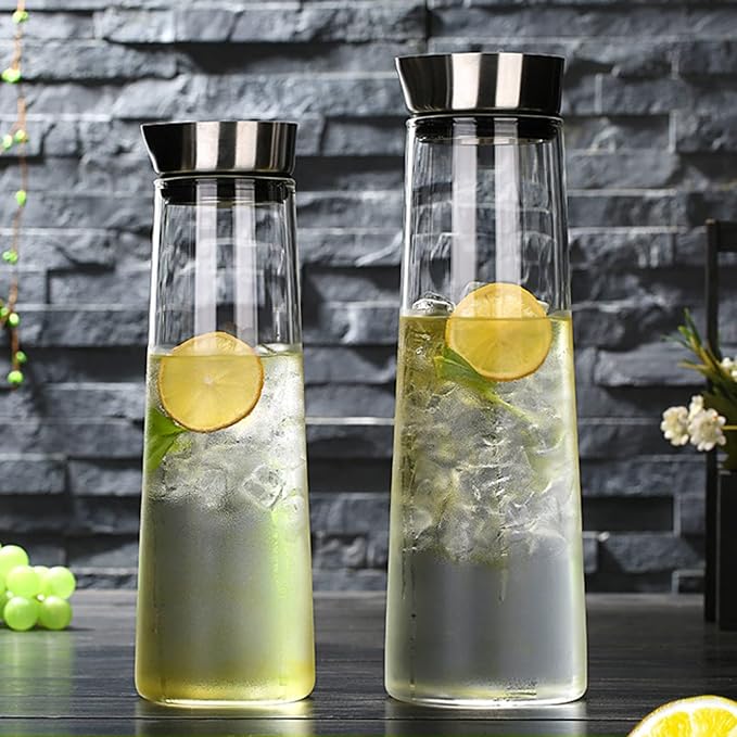 Water Pitcher Creative Water Jug with Lid High Borosilicate Glass Pitcher Thickened Heat-Resistant Teapot for Juice, Milk, Hot and Cold Beverages Iced Tea Pitcher (Size : CH)