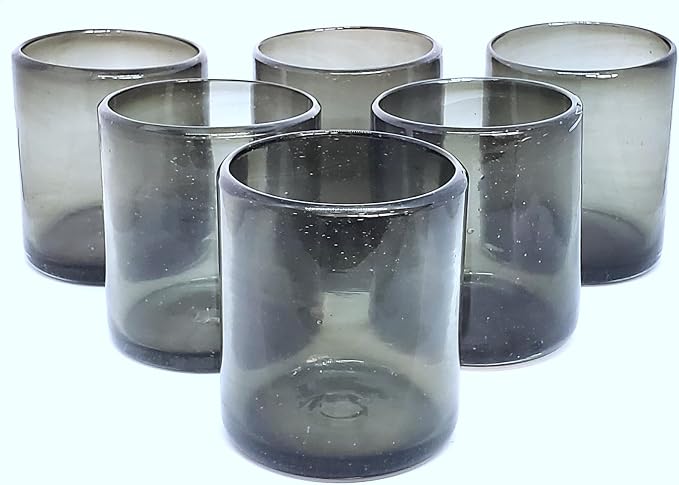 Solid Humo Smoke Gray 9 oz Short Tumblers (set of 6), Recycled Glass, Lead-free, Toxin-Free (9oz Tumbler)