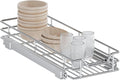 Pull Out Cabinet Organizer, 10.5" W x 21.5" D, Heavy Duty Chrome Slide Out Shelf for Narrow Base Cabinets, Sliding Wire Basket Drawer for Spices, Bottles, Snacks & Cleaning Supplies