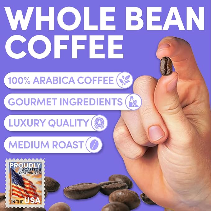 2 lb Highlander Grogg Whole Bean Coffee | Butterscotch Caramel Vanilla Flavored Coffee Beans | Bulk Medium Roast Flavored | Specialty Grade | 32 oz