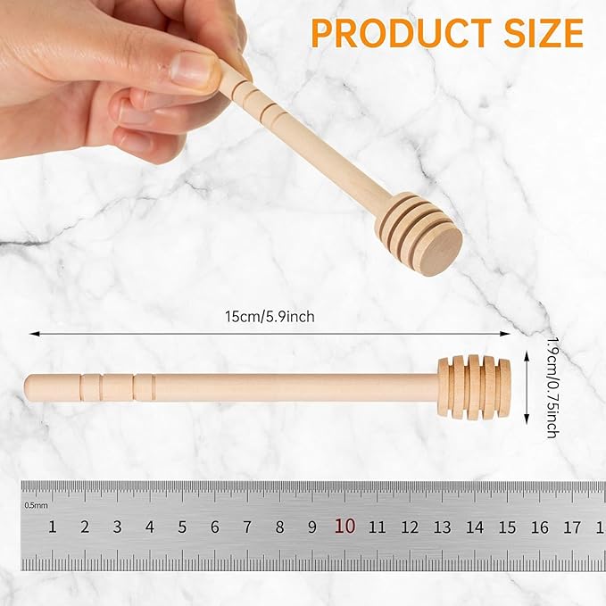 10Pcs 6 Inch Honey Dipper Sticks - Wooden Honey Dipper, 6 Inch Mini Honeycomb Stick, Honey Stirrer Stick for Honey Jar Dispense Drizzle Honey and Wedding Party Present