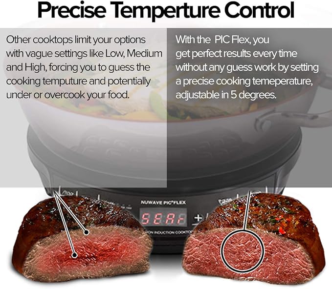 Nuwave PIC Flex with 9-inch Anodized Duralon, Non-Stick Fry Pan, Portable, Powerful Induction Cooktop, 6.5-Inch Heating Coil