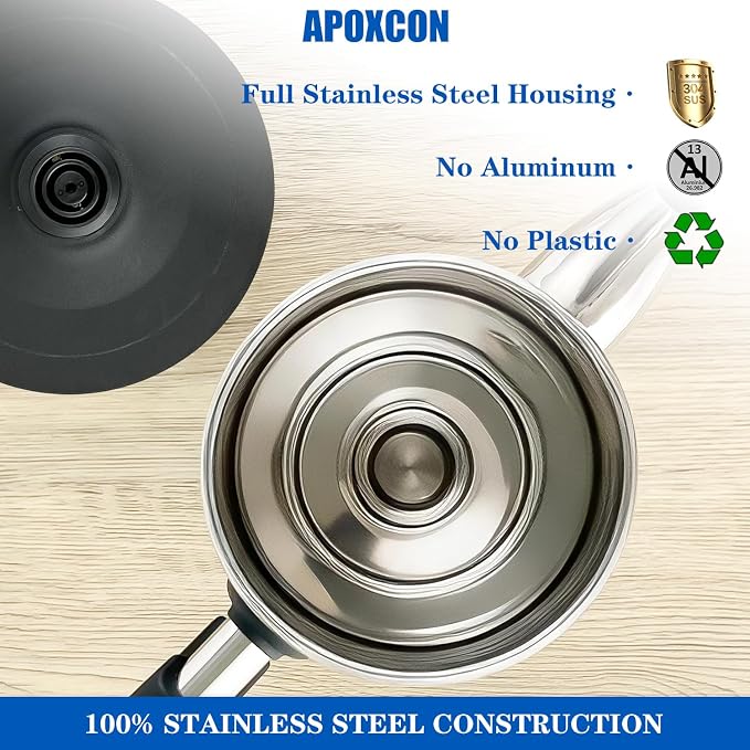 APOXCON Electric Coffee Percolator Stainless Steel Coffee Maker with Clear Brew Progress Tough Glass Knob, Keep Warm & Cordless Serve Classic Coffee Pot - No Aluminum No Plastic Contact (12 Cup)