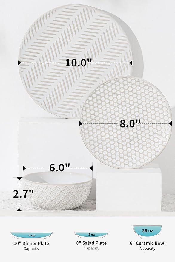 36-Piece Dinnerware Set for 12,Transform Your Table with Stylish Plates & Bowls,Ideal for Hosting, Entertaining & Special Occasions, Dishwasher Safe