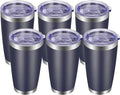 VEGOND 20oz Tumbler with Lid and Straw Stainless Steel Tumbler Cup Bulk Vacuum Insulated Double Wall Travel Coffee Mug Powder Coated Coffee Cup, Navy Blue, 6 Pack