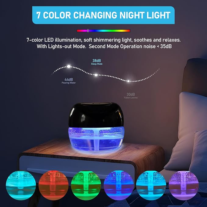 Purifier Air Washer, Air Fresher Aroma Diffuser for Home, Office, Air Purifier with Night Light (Black)
