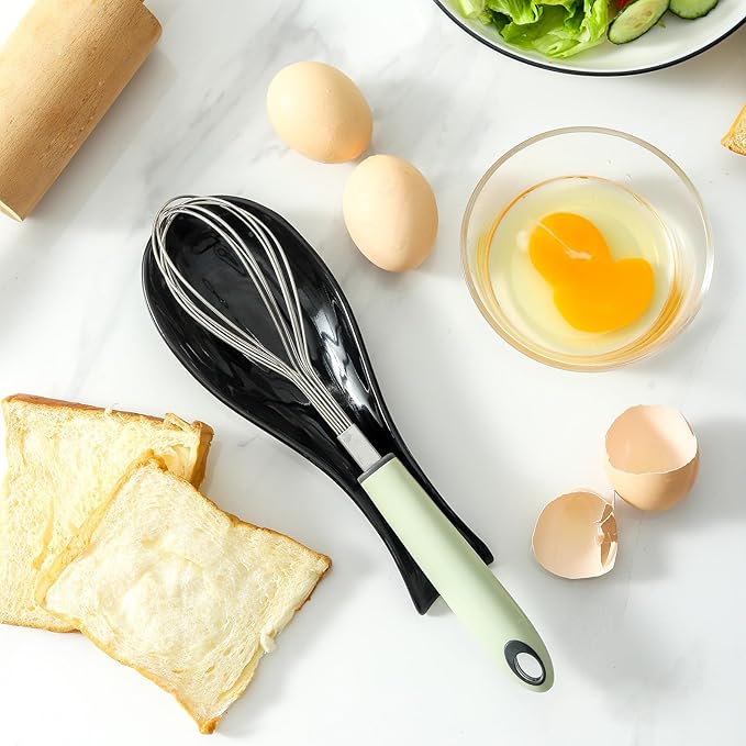 Ceramic Spoon Rest for Stove Top, Large 8.7 Inch Spoon Holder for Kitchen Counter, Porcelain Utensil Rest for Ladle, Spatula, Housewarming Gifts, Dishwasher Safe and Heat-Resistant, Black (1 PC)