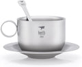 Keith Titanium Ti3601 Double-Wall Coffee Cup with Saucer and Spoon