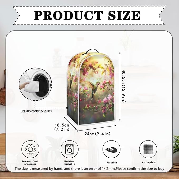 Hummingbird Dust Cover Set Washable Coffee Maker Appliance Blender Covers Flower Print Bread Maker Toaster Protection Dustproof Kitchen Accessories