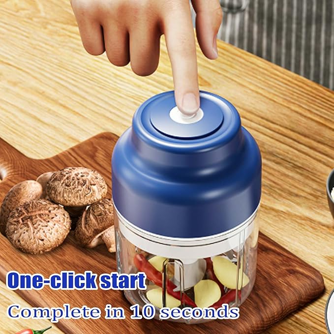 Electric Garlic Chopper, Mini Food Processor, Mini Portable Veggie Chopper with 4/6 Stainless Steel Blades, Rechargeable Small Food Processor for Garlic, Onion, Chili, Ginger, Nuts (Green, 360ML)
