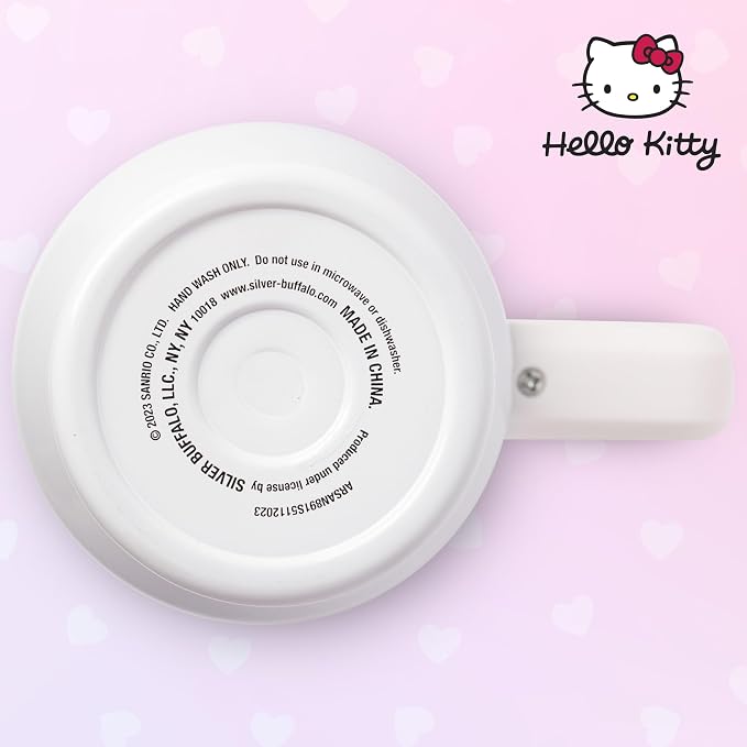 Silver Buffalo Sanrio Hello Kitty & Friends Cinnamoroll, Kuromi, Chococat, Badtz-Maru, Keroppi, Sticker Double Walled Stainless Steel Tumbler w Handle and Straw, Fits in Standard Cup Holder, 40 Ounces