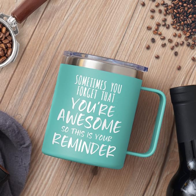 NOWWISH Gifts for Her, Sometimes You Forget You're Awesome Coffee Mug, Inspirational Gifts, Thank You Appreciation Gifts for Coworker, Teacher, Mom, Wife, Sister - Green