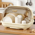 Dish Rack, Dish Drying Rack with Cover Lid and Removable Drainboard, Drying Rack Over Sink Drainer Draining Rack with Drip Tray, Large