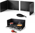 Extra-Large 2-Piece Splatter Guard (15.7” x 15.7”), Heavy-Duty, Commercial-Quality Stainless Steel Oil Splash Shield with Foldable 2-Panel Design & Silicone Spoon Rest by Baetle