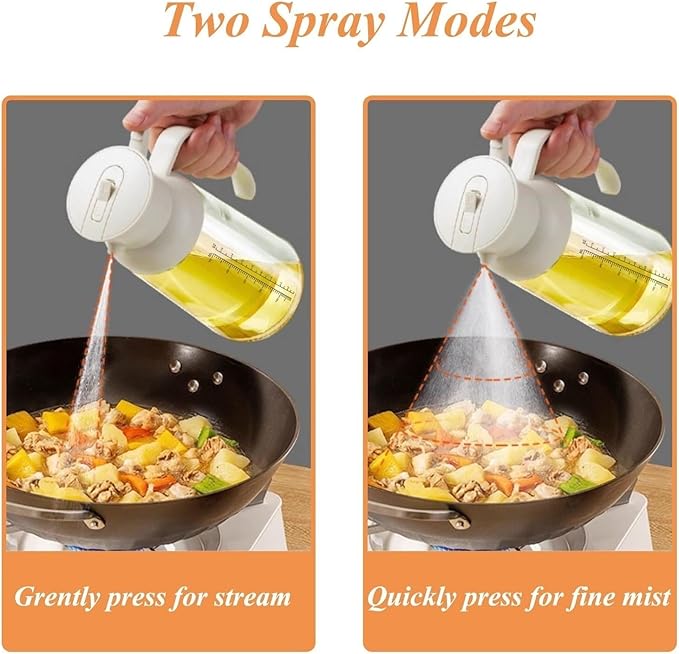 Oil Dispenser for Kitchen, Sprayers Household Olive Oil Dispenser Suitable for Air Fryer Salad Barbecue Dispenser Bottle for Cooking(White)