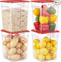 4 Pack Food Storage Containers with Red Lids, 22.0 Qt - Square, Clear, Polycarbonate, for Restaurant Commercial Kitchen and Home party