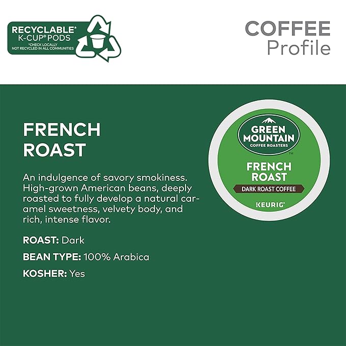 Green Mountain Coffee Roasters French Roast Keurig Single-Serve K-Cup Pods, Dark Roast Coffee, 72 Count