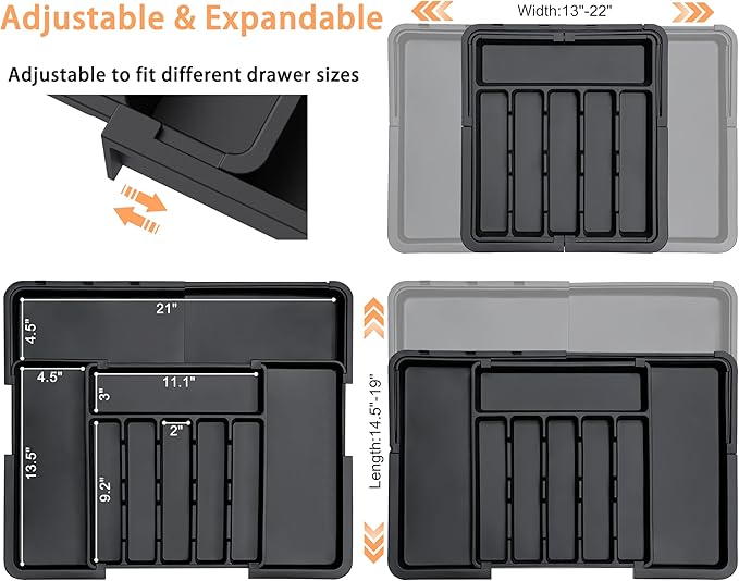 Spaclear Expandable Silverware Organizer Large Adjustable Utensil Drawer Organizer