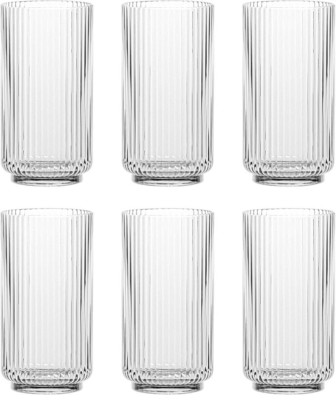 Mesa 22 oz Durable Acrylic Jumbo Drinking Glasses, Shatter-Resistant and Dishwasher-Safe Indoor/Outdoor Drinkware, Ideal for Water, Iced Tea, Juice, and Cocktails - Clear - Set of 6