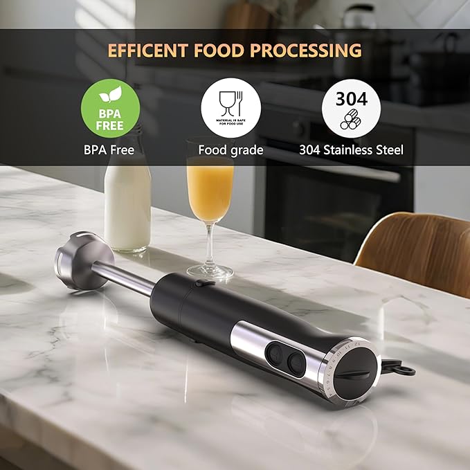 Immersion Blender Handheld,1000W hand blender stainless steel,Stick Blender,2-speed wired mixer, Includes Beaker, Whisk, Frother, for Kitchen, Baby Food Blender,smoothies
