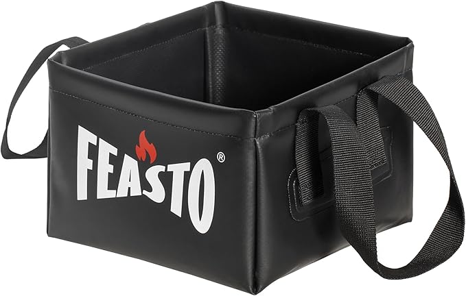 Feasto Collapsible Water Bucket for Grill Brush Cleaning & Soaking, Foldable Square Dunk Tank for Steam Grills, Multi-Use Indoor & Outdoor (Bucket Only, No Brush Included), Black