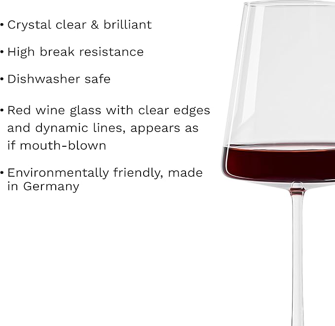 Stölzle Lausitz Red Wine Glasses Power Set of 4, 17 1/2 oz – Premium Glasses for Full-Bodied Wines – Modern Red Wine Glasses with Angular Design for Maximum Flavor – Dishwasher- & Break-Resistant