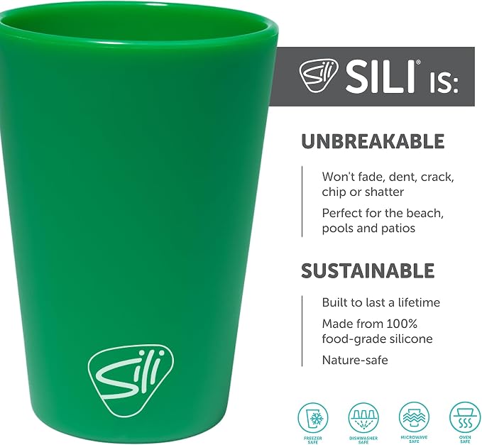 Silipint 1.5oz Silicone Shot Glasses – Pack of 2 Unbreakable, BPA-Free, Non-Toxic, Dishwasher & Freezer Safe Cups – Colored Shot Glasses for Cold Beverages, Cocktails, Travel, Party (Classic Green)