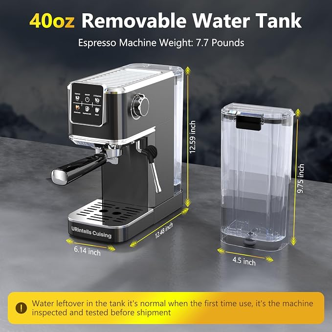Espresso Machine 20 Bar,Touch Screen Espresso Maker with Steam Milk Frother,Compact Stainless Steel Coffee Machine for Cappuccino Latte Americano Espresso Cool,Gift for Coffee Lovers,Black
