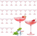 LemonRoad 24 Pcs Plastic Coupe Glasses 9 oz Disposable Martini Glasses for Cocktails, Champagne, Desserts and Espresso, Drinkware Set for Weddings, Birthday Parties, Home Bars (Pink)