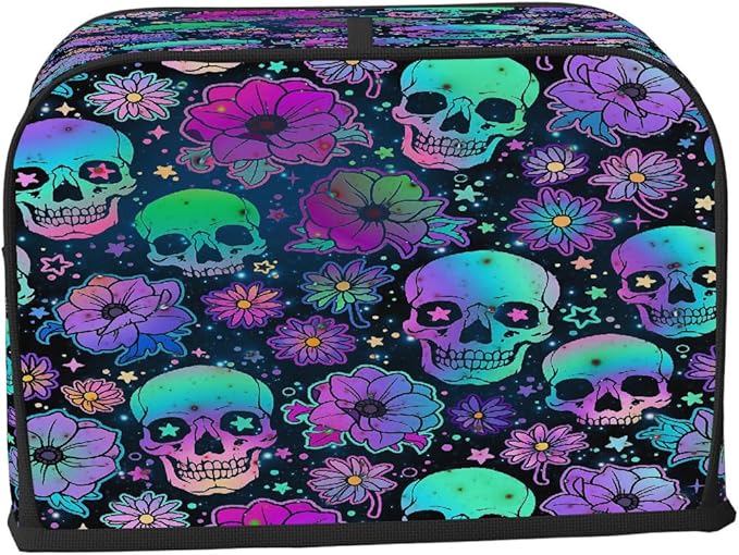 Skull Colored Cool 2 Slice Toaster Cover Dust And Fingerprint Bread Maker Cover Bakeware Protector Washable Appliance Covers Kitchen Accessories For Home Kitchen Women Gift