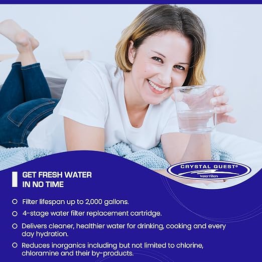 Crystal Quest Standard/Smart Water Filter Pitcher Cartridge – Advanced Filtration for Clean, Healthy Water, Removes Contaminants, Long-Lasting Design, Easy Installation, 2,000 Gallons