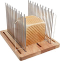 Bread Slicer, Stainless Steel Bread Slicer for Homemade Bread,Adjustable Bread Slicing Guide, Foldable and Compact Cutting Guide, Durable and Stable Wooden Structure for Bread Loaf Slicer