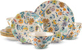 12-Piece Floral Pattern Ceramic Dinnerware Set (Service for 4) - High-Temp Fired, Microwave & Dishwasher Safe, Scratch-Resistant Kitchen Dining Plates Bowls Set