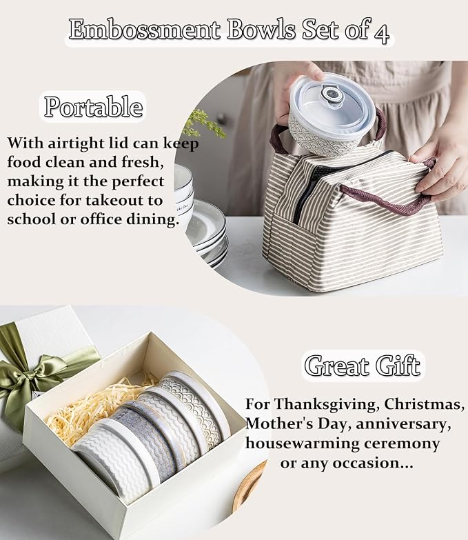 12 oz Ramekins with Lids Airtight Ceramic Storage Containers with Lids for Meal Prep/Moving/Freezer/Oven, Creme Brulee Ramekin Sets with Covers for Leftovers, Baking, Cooking, Beige Ripple