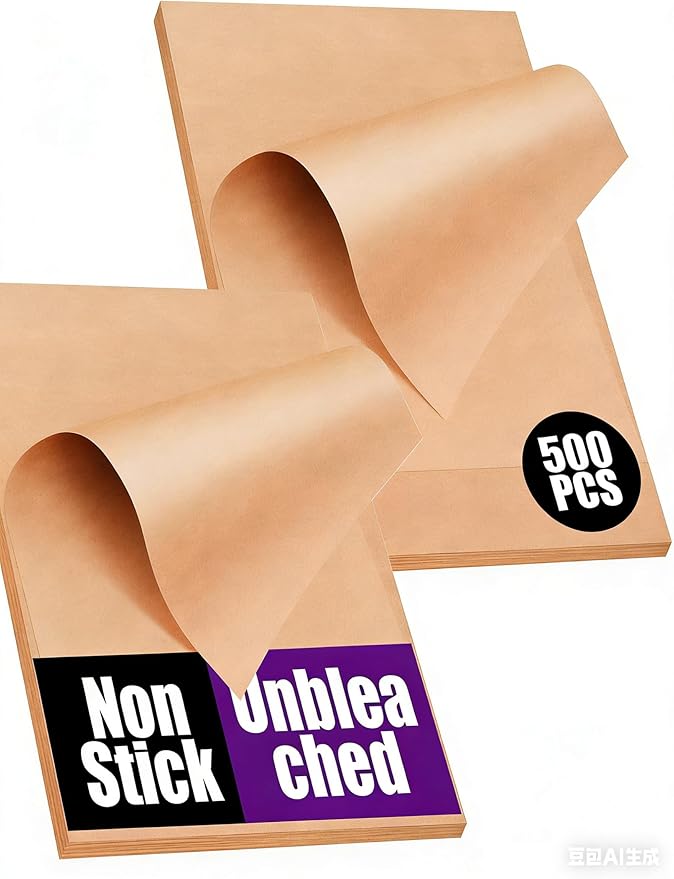 500Pcs Parchment Paper for Baking, 12x16 In Precut Parchment Paper Sheets, Heavy Duty Non-Stick Baking Paper, Half Sheet Baking Sheets for Baking Cookies, Cooking, Air Fryer, Oven - Unbleached