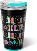Swig Life 24oz Party Cup, Stackable Insulated Travel Coffee Tumbler with EZ Slider Lid, Cup Holder Friendly, Stainless Steel 24 oz Tumbler, Reusable Coffee Mug (Disco Cowgirl)