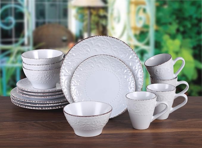 Lorren Home Trends LH524 Dinnerware Set for Entertaining, One Size, White