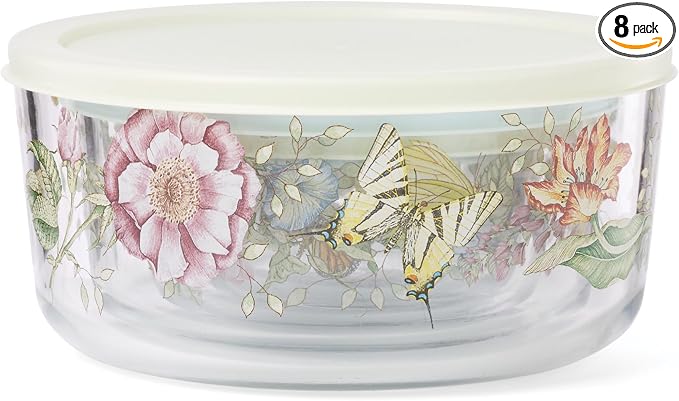 Lenox 897944 Butterfly Meadow Glass Food Storage Containers With Lids, Set Of 4