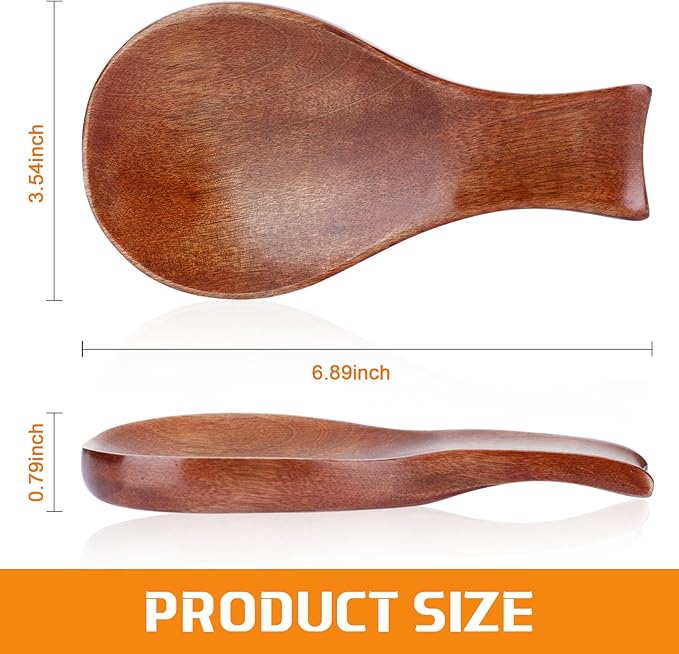 AceOrbit 6 Pack Wood Spoon Rest for Stove Top Bamboo Spoon Holder for Kitchen Counter Utensil Rest for Spatula, Ladles, Forks, Tongs, Modern and Rustic Dining Table Decor
