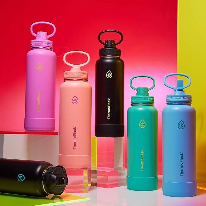 ThermoFlask Insulated Water Bottle with Spout Lid (40 oz, Shadow Glow) - Leakproof, Stainless Steel Water Bottle for Cold & Hot Drinks, Travel & Daily Hydration