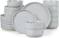 LIANYU Ceramic Dinnerware Dish Sets, Plates and Bowls Sets for 8, 24 PCS Dishware with Dinner Salad Plate and Cereal Bowls, Oven & Dishwasher Safe, Scratch Resistant, Glacier Gray