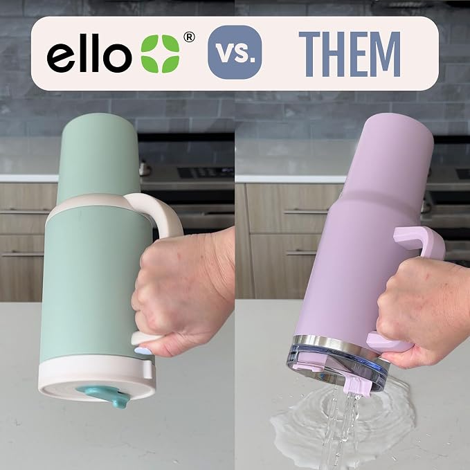 Ello Oasis 40oz Tumbler with Handle & Retracting Straw | Reusable Insulated Stainless Steel Cup 100% Leakproof | Gifts for Teens Women Men | Keeps Cold for 24 Hours | Cup Holder Friendly | Blueberries