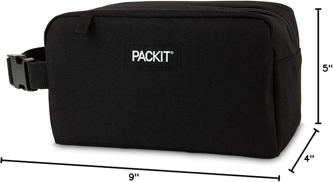PackIt Freezable Small Insulated Snack Box, Black, with EcoFreeze Technology (Built-in Ice Pack), Mini Cooler or Small Lunch Bag, For Fresh Snacks On the Go, for Work, Gym, or Travel